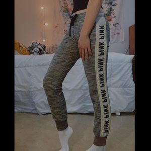 VS Pink neon striped joggers